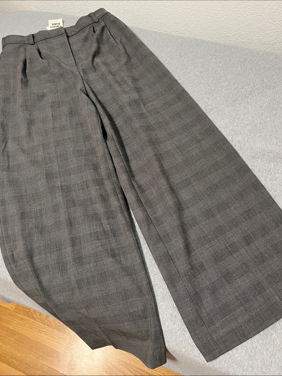 Open Edit Pants - Open Edit Wide Leg Trouser Pants Size 12 Pleated Plaid High Rise Office Career